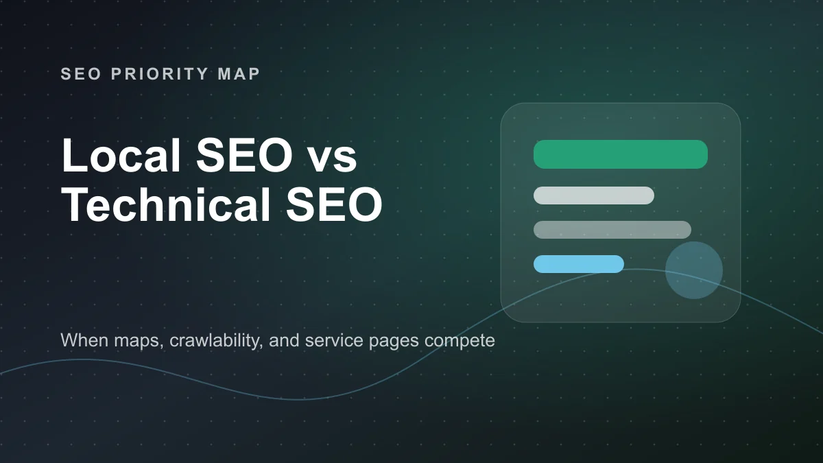 Local SEO versus technical SEO priority map for Toronto service businesses
