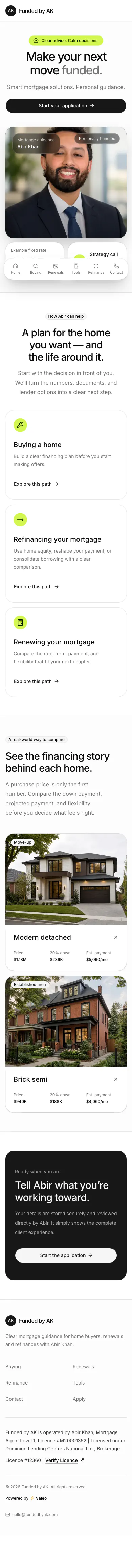 Tall mobile preview of the Funded by AK mortgage website