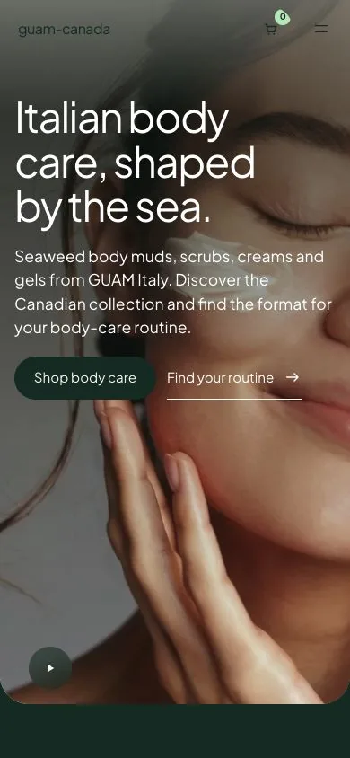 GUAM mobile homepage with its full-height editorial image and Explore GUAM action