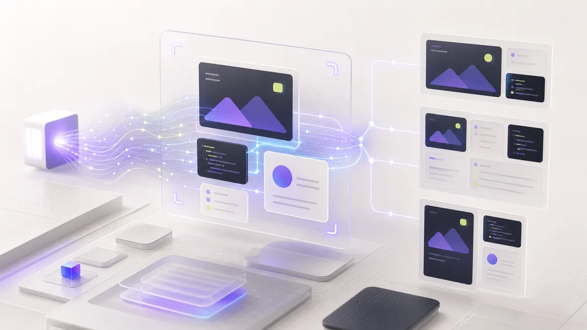 Generative UI interface illustration with adaptive AI-designed components