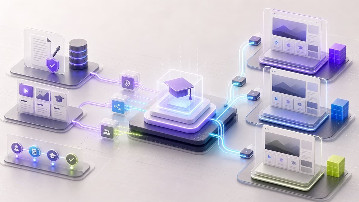 White-label LMS contract routing architecture illustration