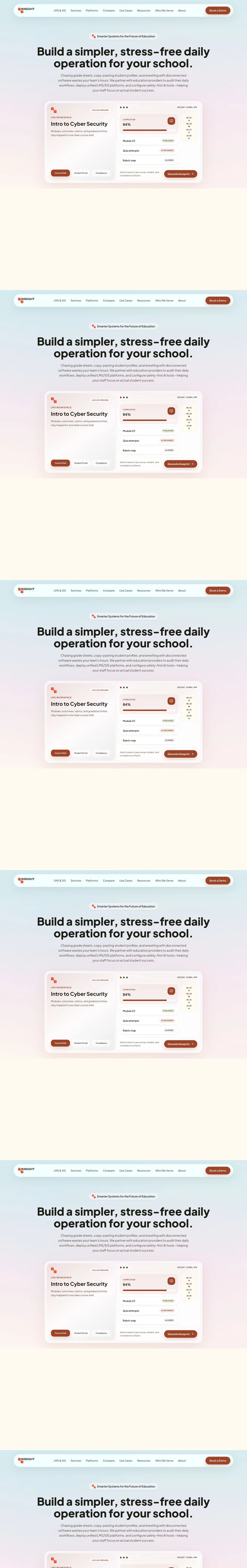 Tall desktop preview of the INSIGHT education operations website