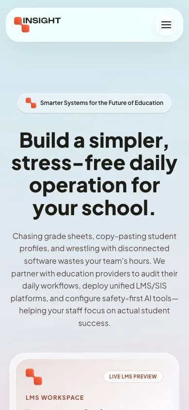 INSIGHT mobile homepage hero preview